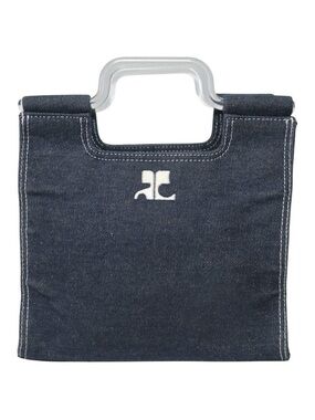 00s Courreges logo denim tote bag